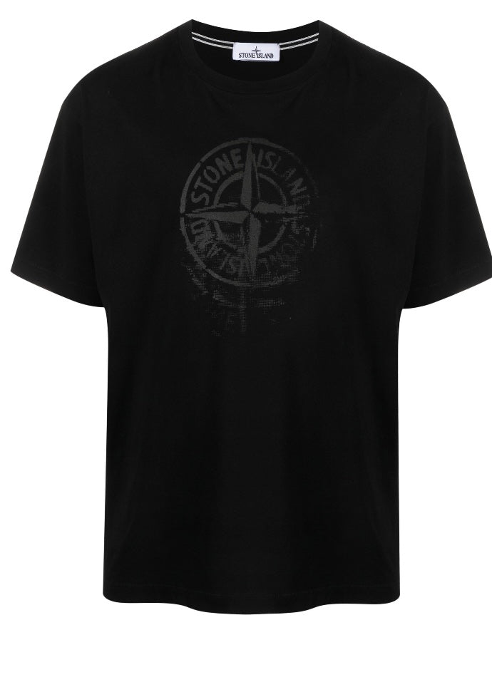 Stone Island t-shirt noir en coton à imprimer Compass