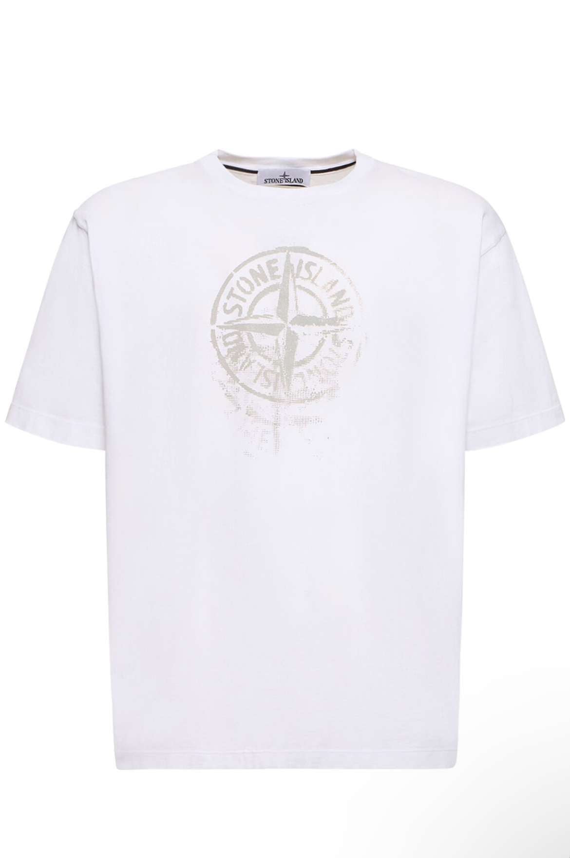 Stone Island t-shirt blanc en coton à imprimer Compass