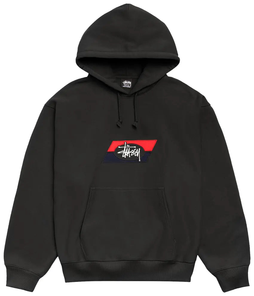 Stussy Double Stripe Embroidered Hoodie 'Black'
