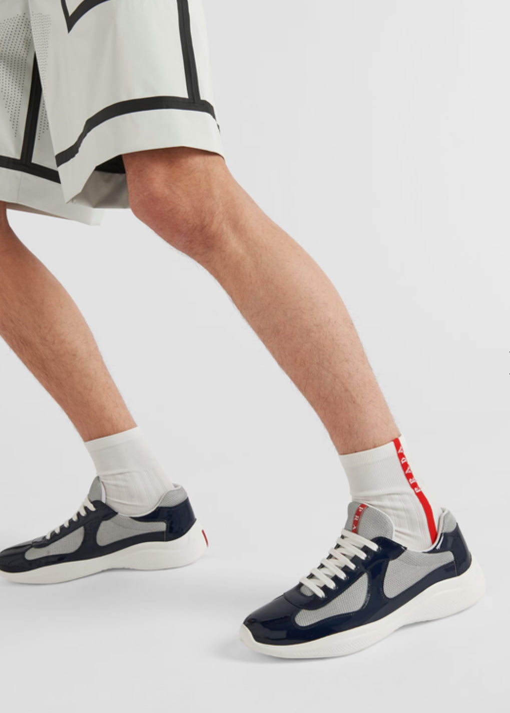 Prada Sneakers America’s Cup en cuir verni et tissu technique